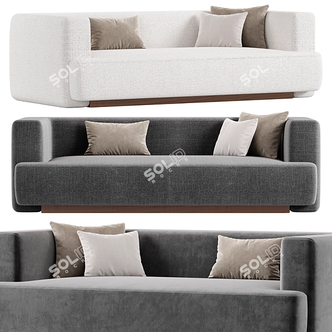 Modern Ivory Boucle Sofa Model 3D model image 1