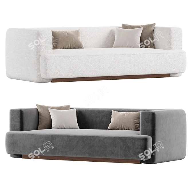 Modern Ivory Boucle Sofa Model 3D model image 2