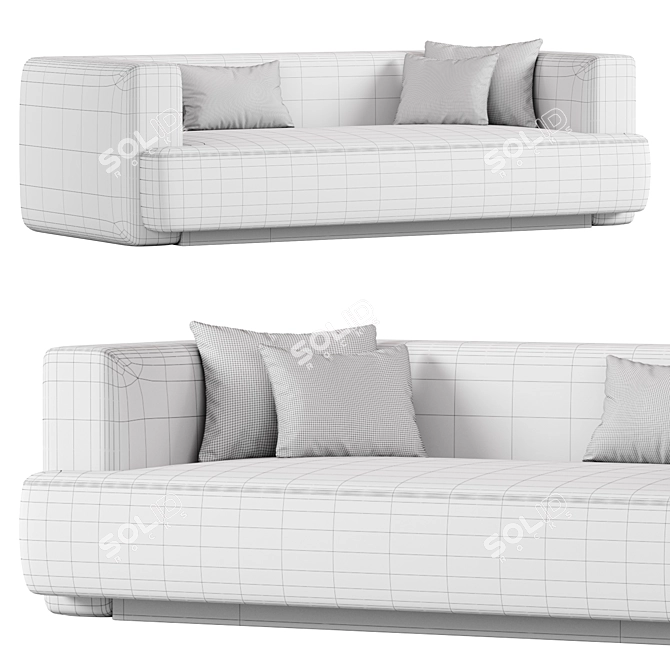 Modern Ivory Boucle Sofa Model 3D model image 3