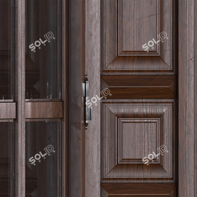 French Wooden Windows Set 02 3D model image 2