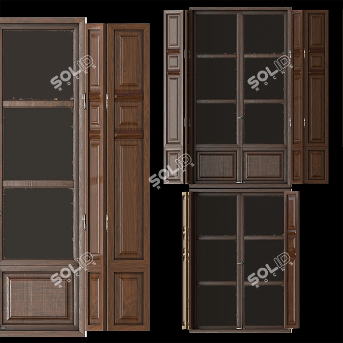 French Wooden Windows Set 02 3D model image 6