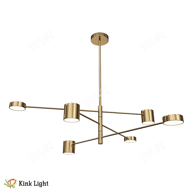 Bronze Loft LED Chandelier Fixture 3D model image 1