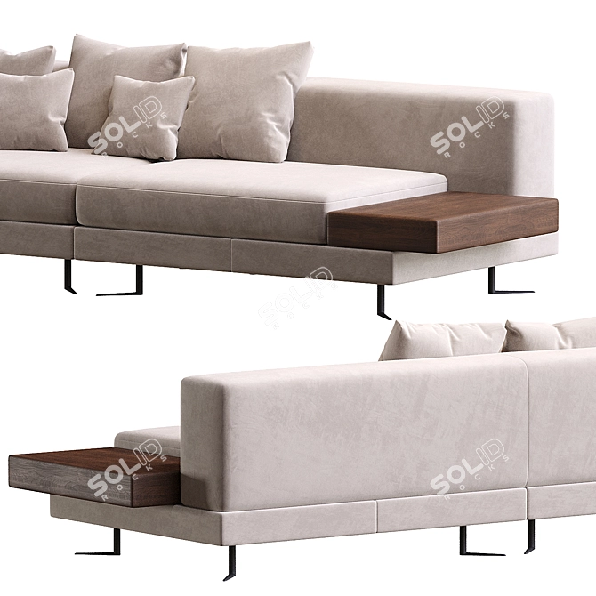 Elegant White Saddle-Hide Ottoman 3D model image 2