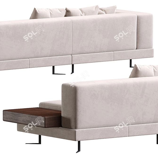 Elegant White Saddle-Hide Ottoman 3D model image 3