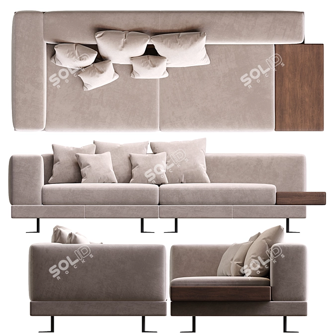 Elegant White Saddle-Hide Ottoman 3D model image 4