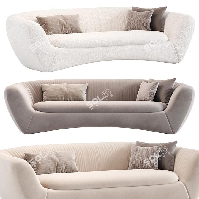 Modern Velvet Cream Sofa Home 3D model image 1