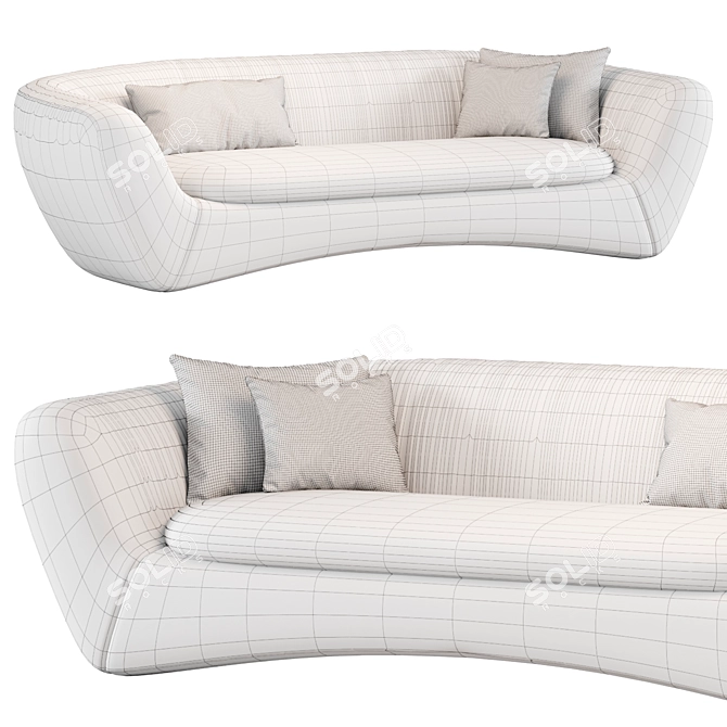 Modern Velvet Cream Sofa Home 3D model image 3
