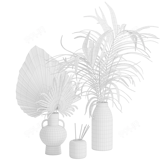 Tropical Dry Leaves Display Set 3D model image 3