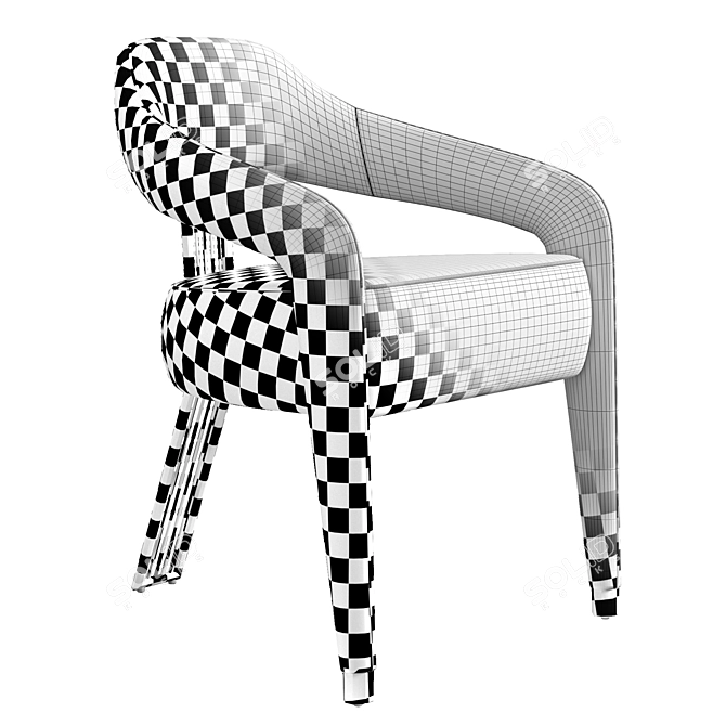 Modern White Boucle Dining Chair 3D model image 6