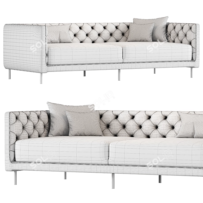 Luxurious Savile Leather Tufted Sofa 3D model image 3