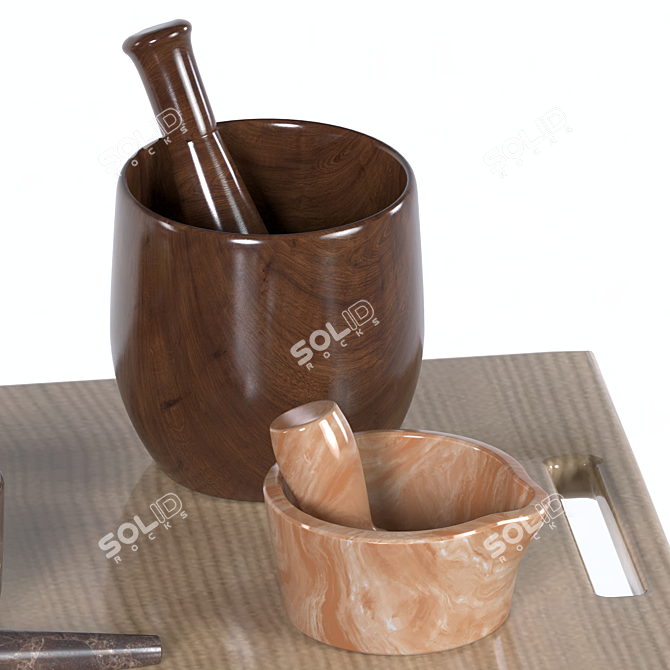 Stone Mortar & Pestle Set 3D model image 5