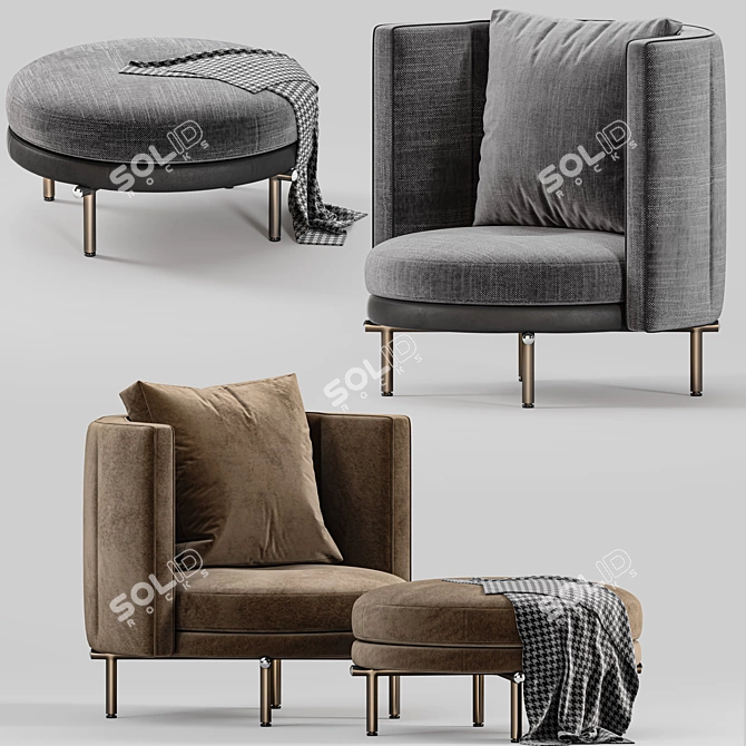 Modern Minotti Torii Sofa 3D Model 3D model image 2