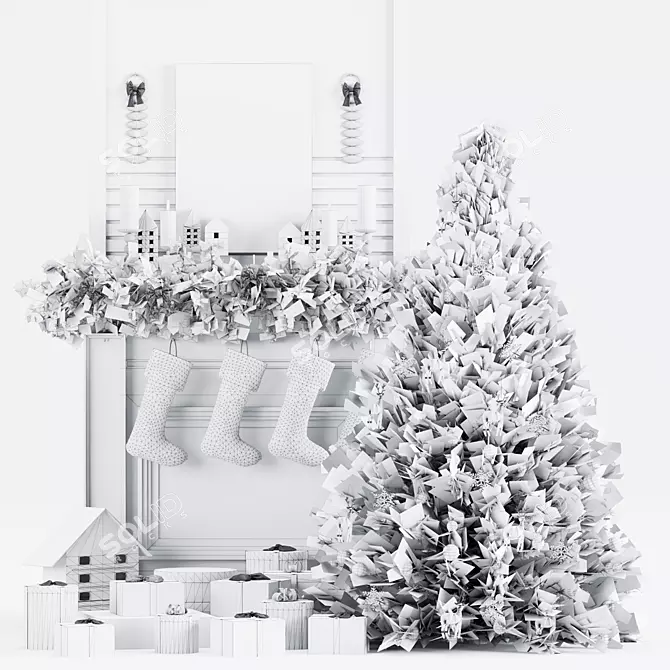 Festive Christmas Tree Decor Set 3D model image 7