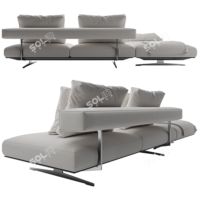 Elegant Flexform Wing Sofa 3D model image 2