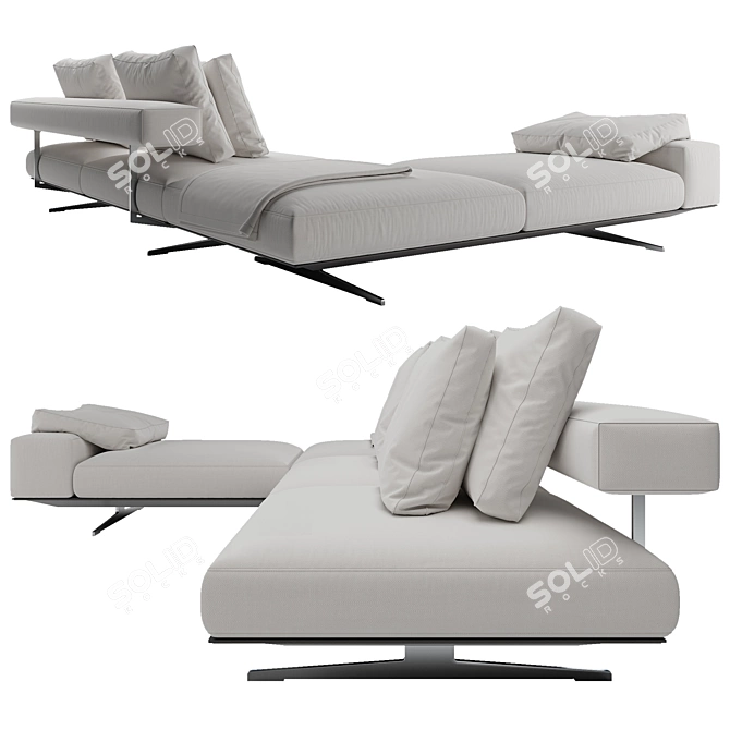 Elegant Flexform Wing Sofa 3D model image 3