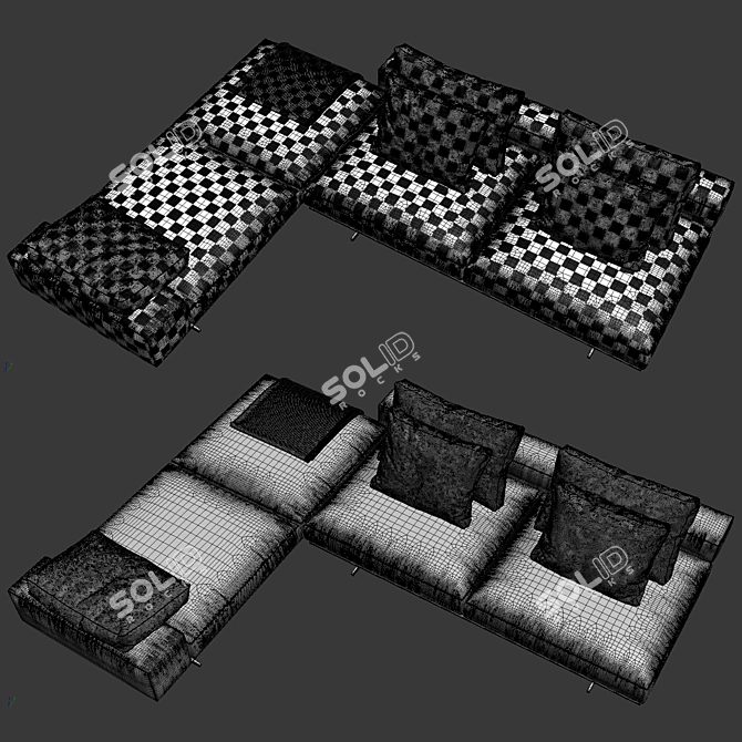 Elegant Flexform Wing Sofa 3D model image 5