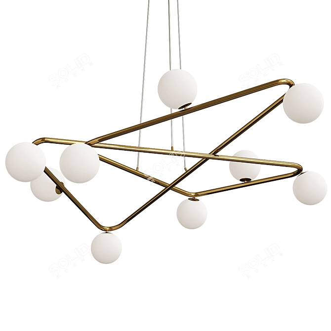 Modern Brass Ceiling Light Fixture 3D model image 1