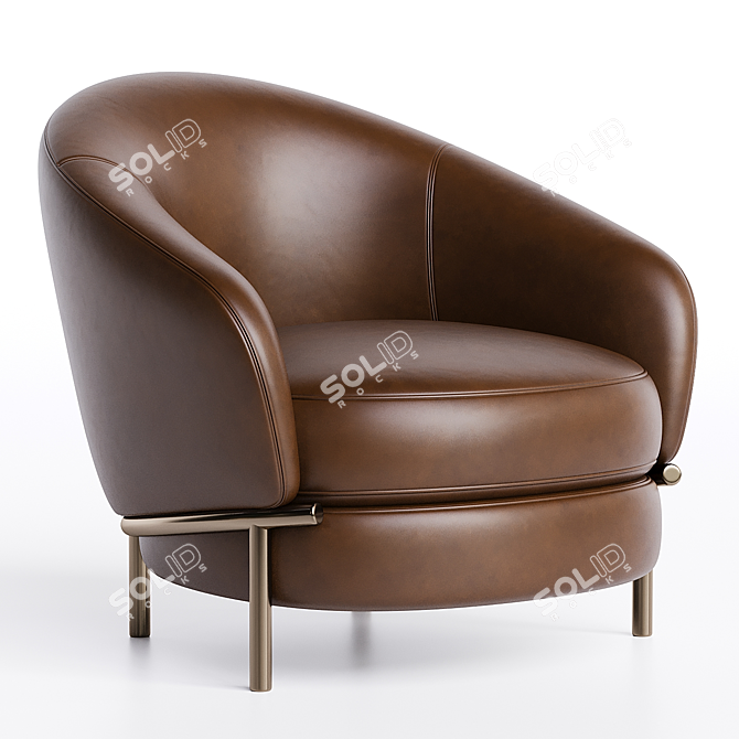 Luxurious Leather Lloyd Armchair 3D model image 1