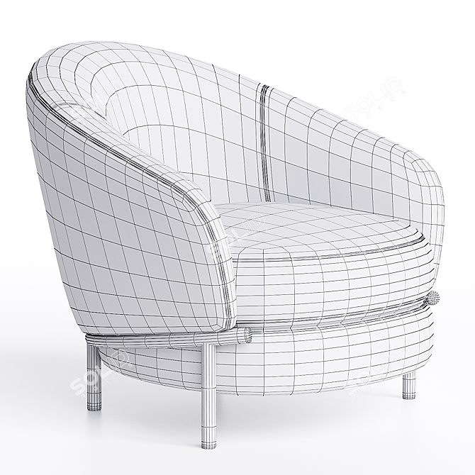 Luxurious Leather Lloyd Armchair 3D model image 4