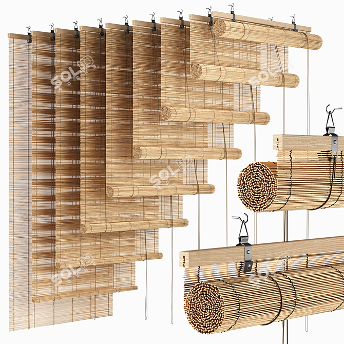 Bamboo Roll-up Shades Customize 3D model image 1