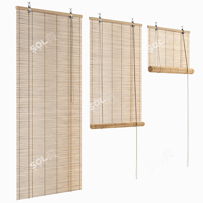 Bamboo Roll-up Shades Customize 3D model image 3