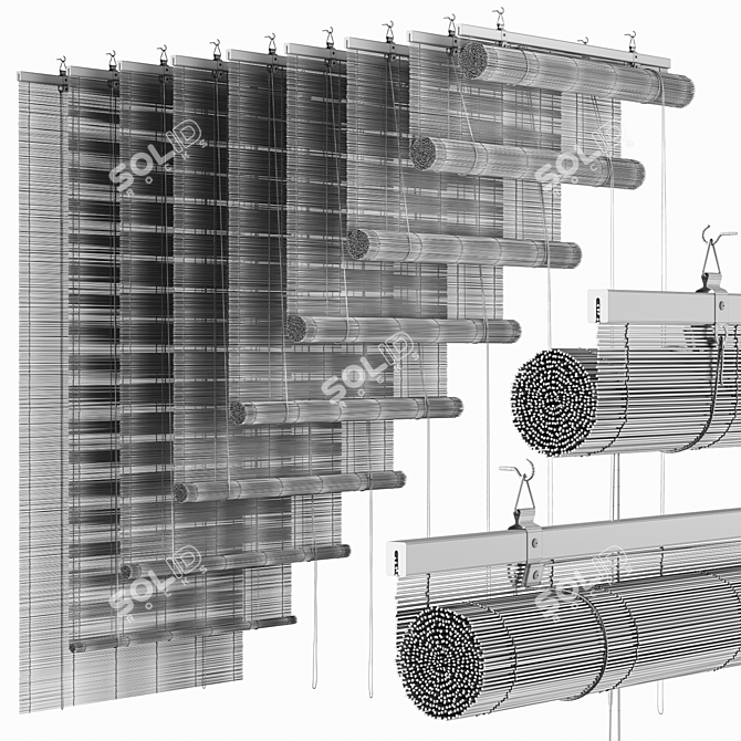 Bamboo Roll-up Shades Customize 3D model image 5