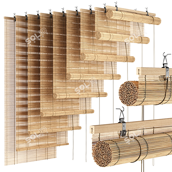 Bamboo Roll-up Shades Customize 3D model image 6