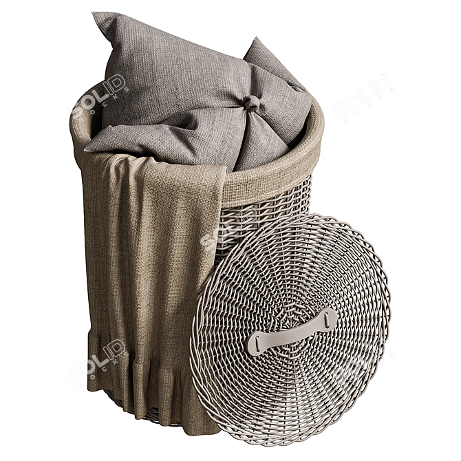 Braided Basket Set with Pillow 3D model image 2