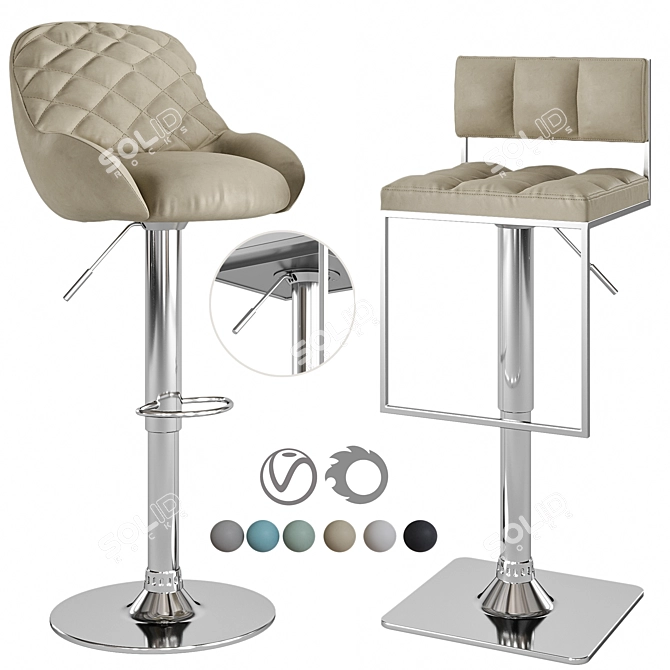 Modern Kitchen Barstool Set 3D model image 1