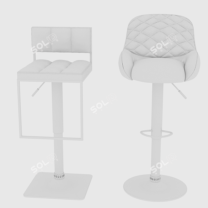 Modern Kitchen Barstool Set 3D model image 6