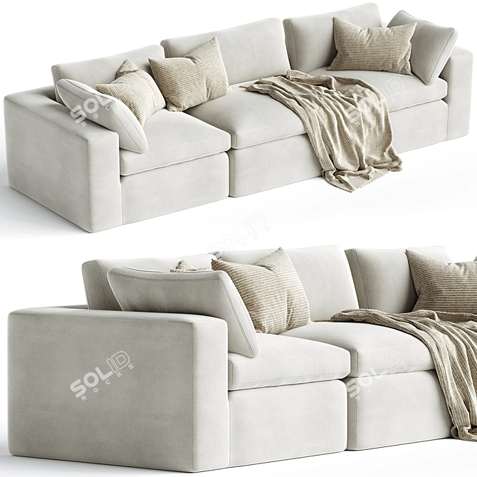 Navy Dream Sectional Sofa Combo 3D model image 1