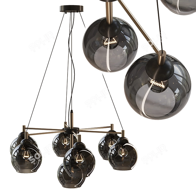 Black Metal Glass Pendant Light 3D model image 1