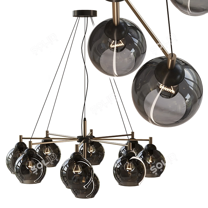  Modern Black Glass Pendant Light 3D model image 1