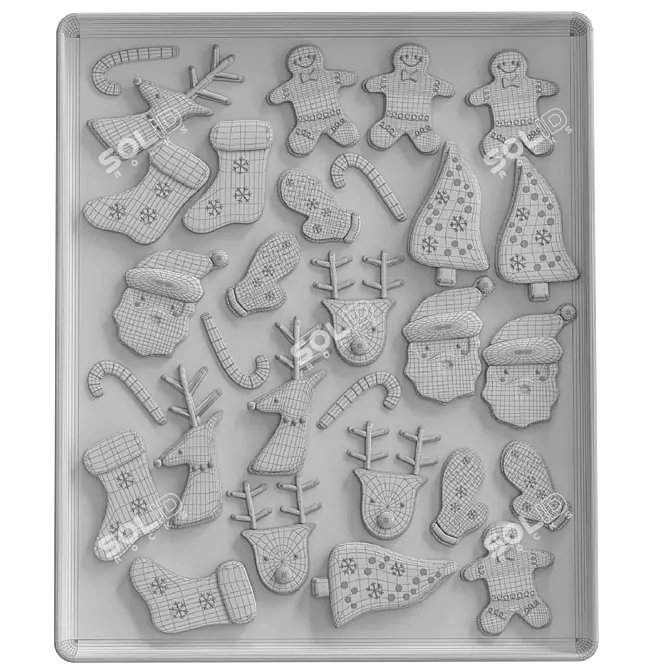 Vintage Christmas Cookie Ornaments 3D model image 2