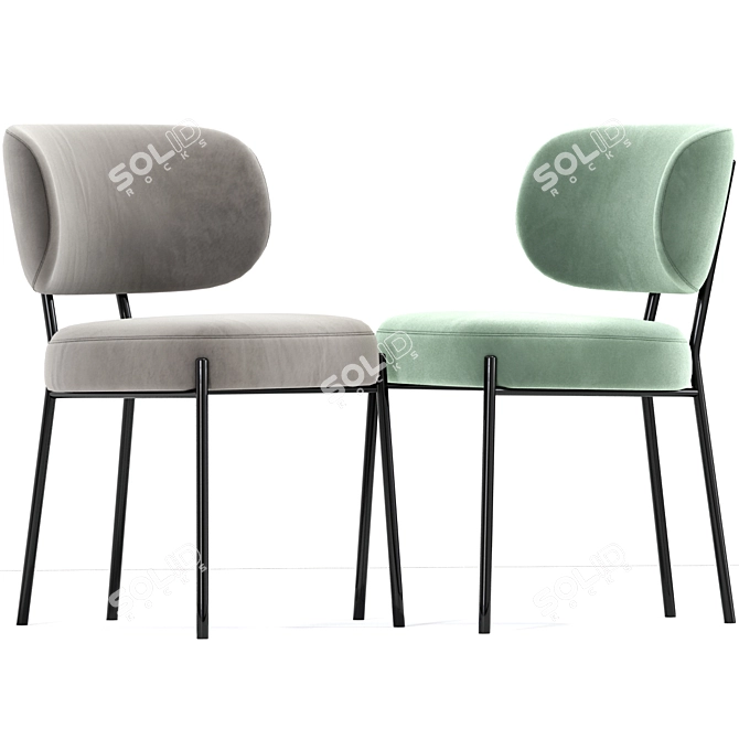 Mid-Century Dining Chair Set 3D model image 2