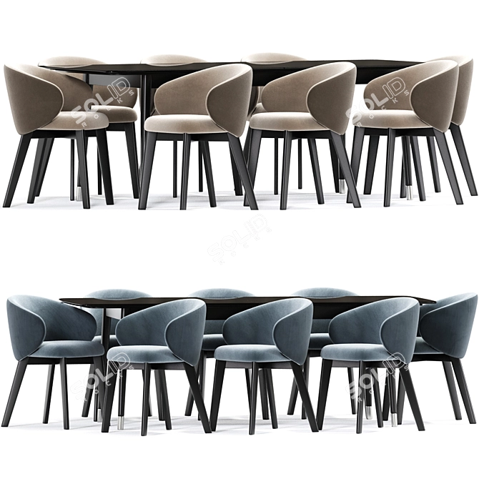 Modern Dining Chair Table Set 3D model image 2