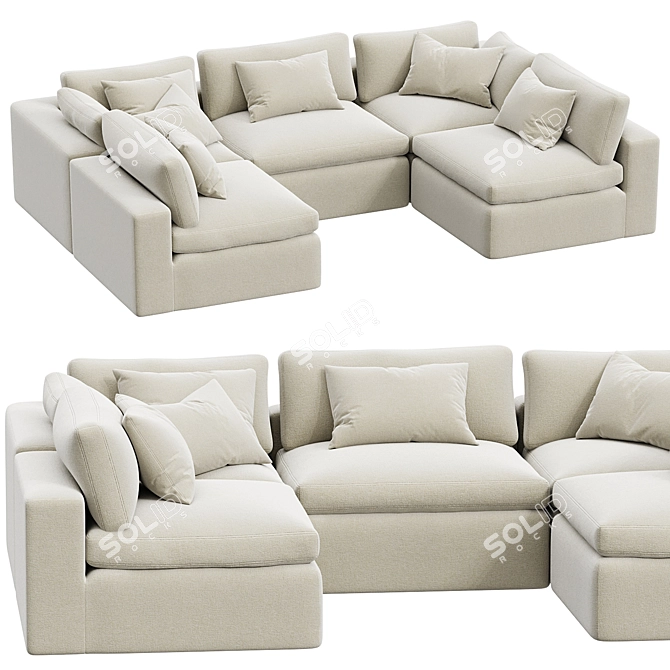 Navy Dream Sectional Sofa 07 3D model image 1