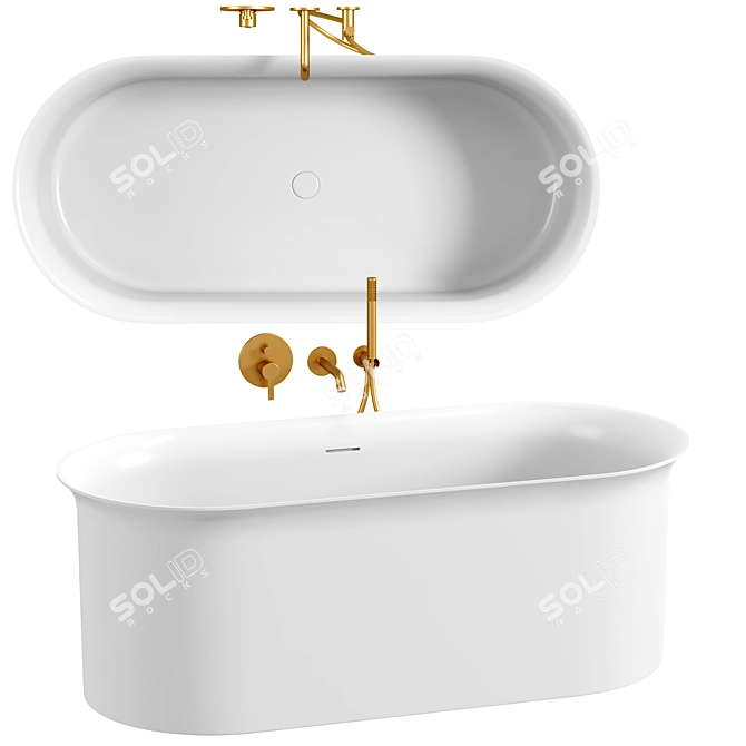 Luxury Stone Freestanding Bath 1520mm 3D model image 1