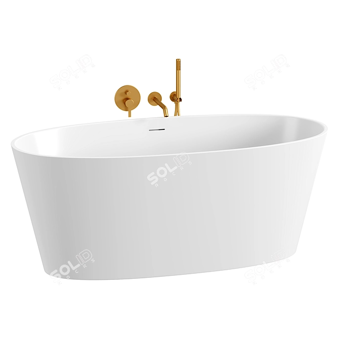 Title: Elegant Oval Stone Bath 1580mm 3D model image 2