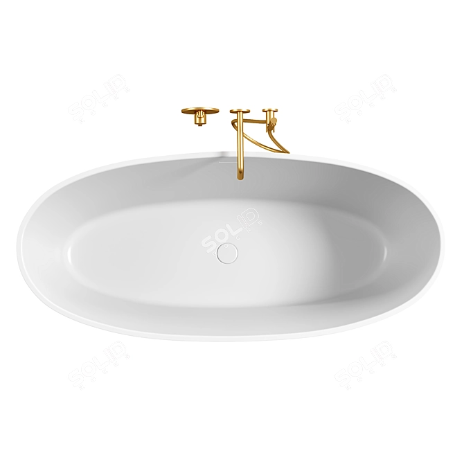 Title: Elegant Oval Stone Bath 1580mm 3D model image 3