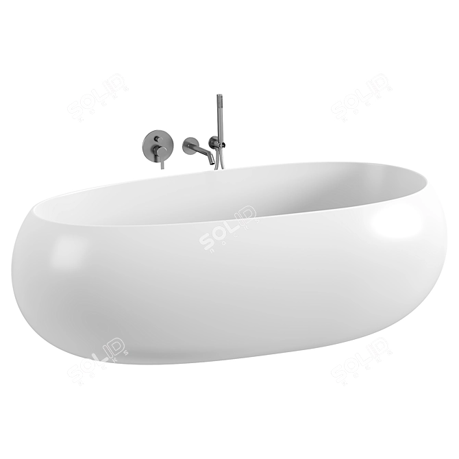 Elegant 1800mm Stone Freestanding Bath 3D model image 2