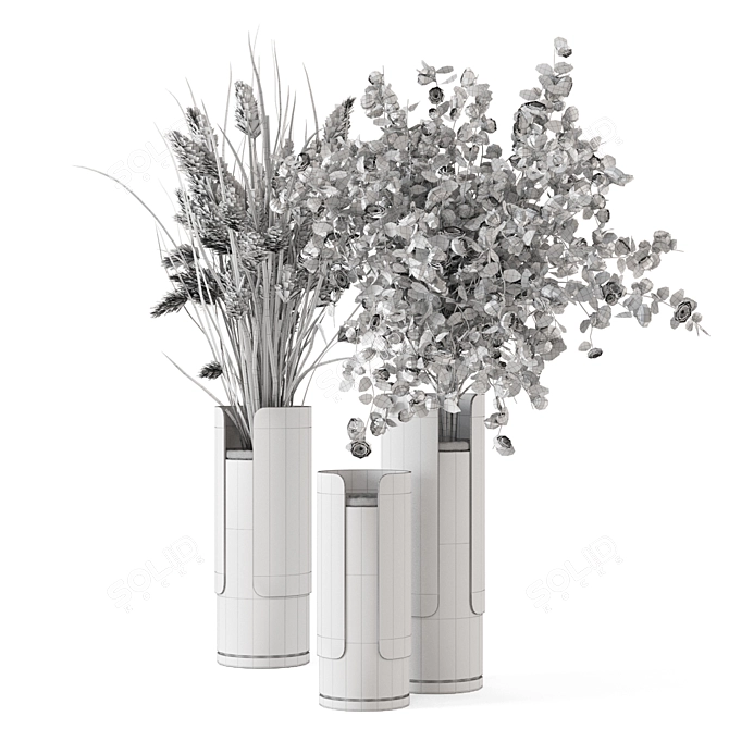 Botanical Bouquet Collection Pot 3D model image 6