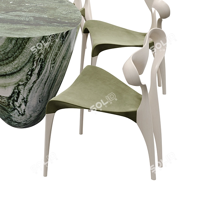 Green Connemara Marble Dining Table 3D model image 2