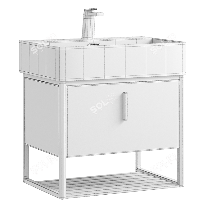 Modern White Floating Sink Vanity 3D model image 2