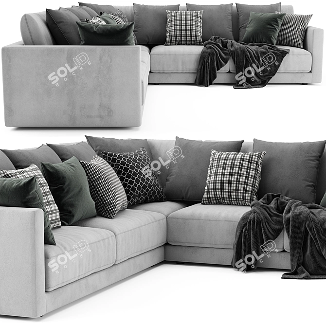 Modern L-Shaped West Elm Sofa 3D model image 2