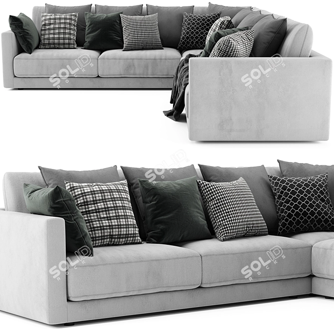 Modern L-Shaped West Elm Sofa 3D model image 3