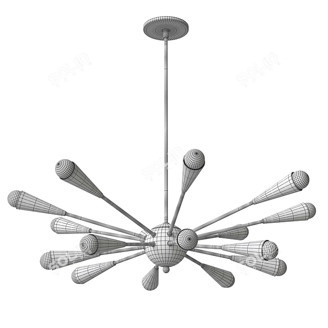 Sleek Matte Black Chandelier with 16 Lights 3D model image 2