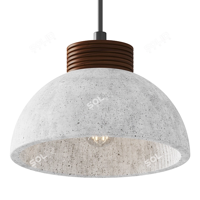 Concrete & Wood Design Pendant 3D model image 1