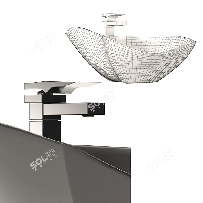 Stylish Wash Basin Unit 3D model image 2