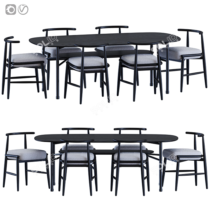 Emilia Hubert Dining Set Meridiani 3D model image 3